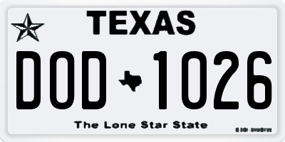 TX license plate DOD1026
