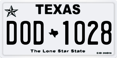 TX license plate DOD1028