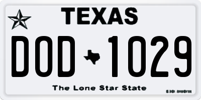 TX license plate DOD1029