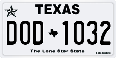 TX license plate DOD1032