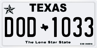 TX license plate DOD1033