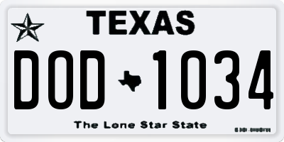 TX license plate DOD1034
