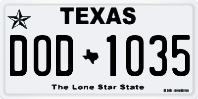 TX license plate DOD1035