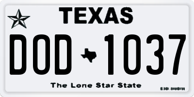 TX license plate DOD1037