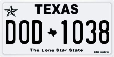 TX license plate DOD1038