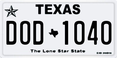 TX license plate DOD1040