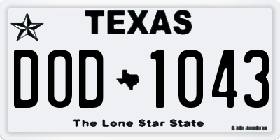 TX license plate DOD1043