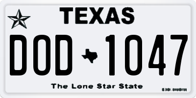 TX license plate DOD1047