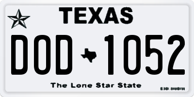 TX license plate DOD1052