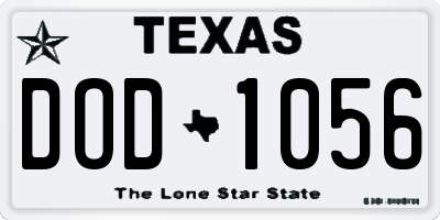 TX license plate DOD1056