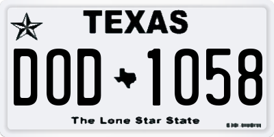 TX license plate DOD1058