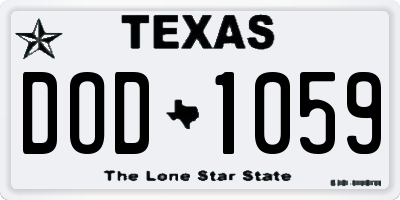 TX license plate DOD1059