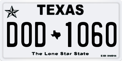 TX license plate DOD1060