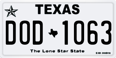 TX license plate DOD1063