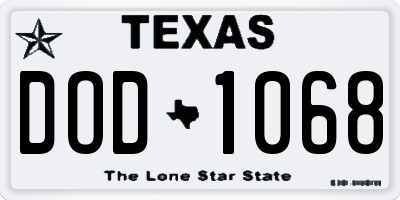 TX license plate DOD1068