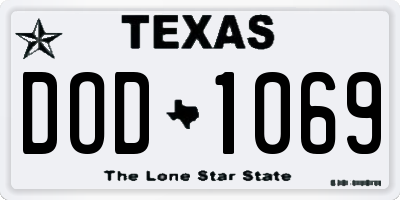 TX license plate DOD1069