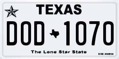 TX license plate DOD1070