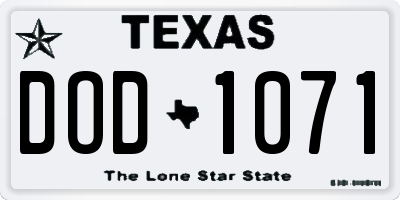 TX license plate DOD1071