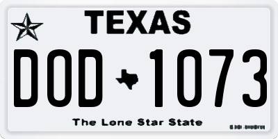 TX license plate DOD1073