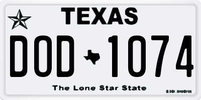 TX license plate DOD1074