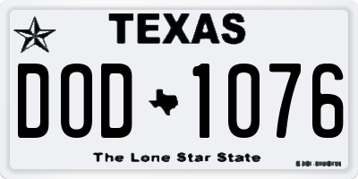 TX license plate DOD1076