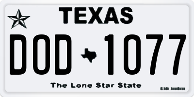 TX license plate DOD1077