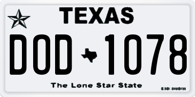 TX license plate DOD1078