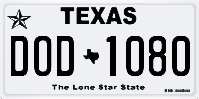 TX license plate DOD1080