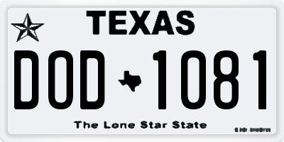 TX license plate DOD1081