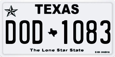 TX license plate DOD1083