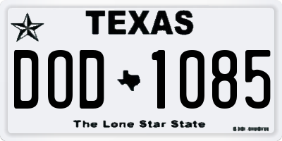 TX license plate DOD1085