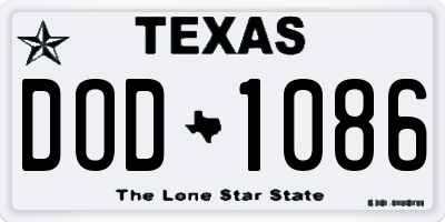 TX license plate DOD1086