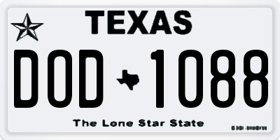 TX license plate DOD1088