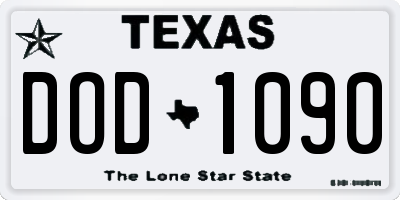 TX license plate DOD1090