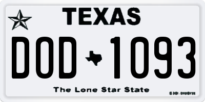 TX license plate DOD1093