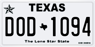 TX license plate DOD1094