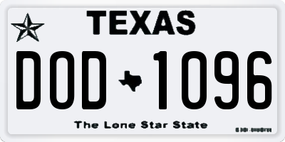 TX license plate DOD1096