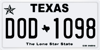 TX license plate DOD1098
