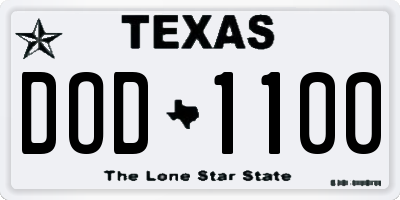TX license plate DOD1100