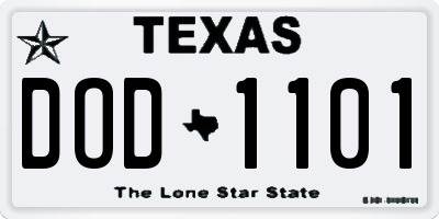 TX license plate DOD1101