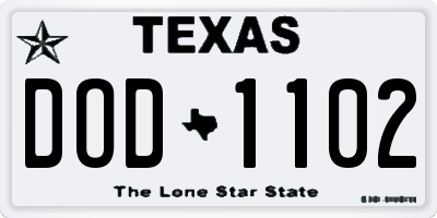 TX license plate DOD1102