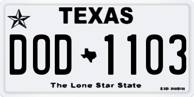 TX license plate DOD1103