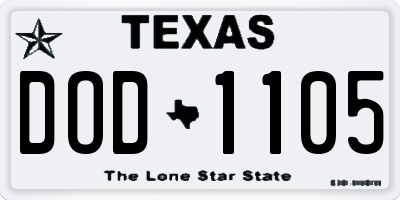 TX license plate DOD1105