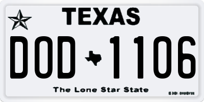 TX license plate DOD1106
