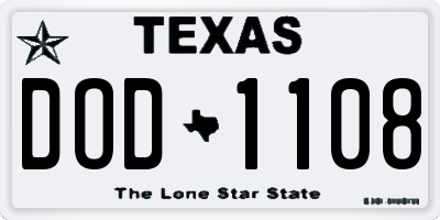 TX license plate DOD1108