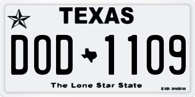 TX license plate DOD1109