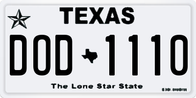 TX license plate DOD1110