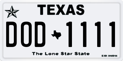 TX license plate DOD1111