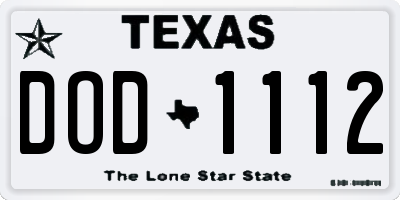 TX license plate DOD1112
