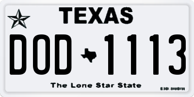 TX license plate DOD1113